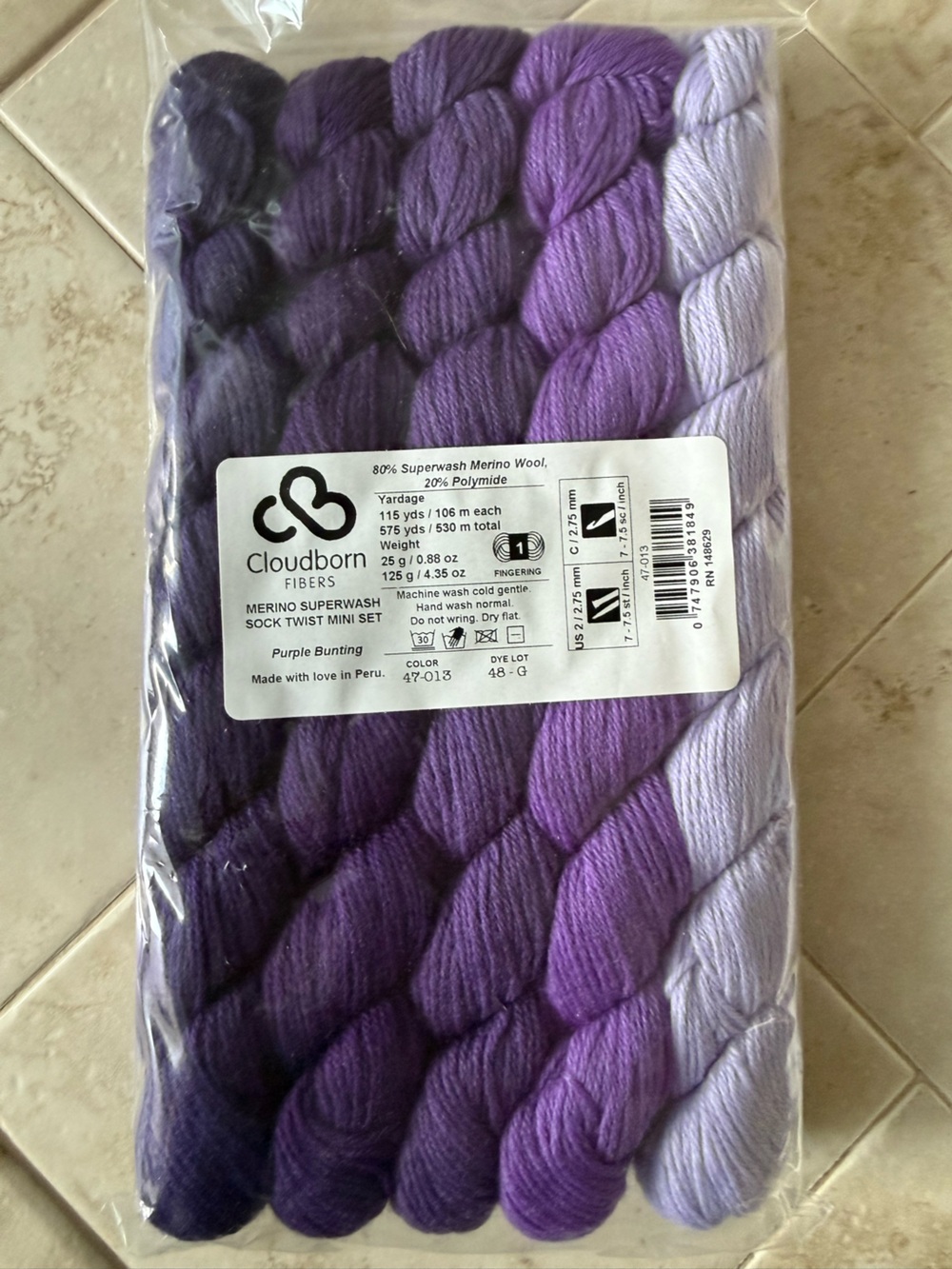 Cloudborn Fibers Gradient Purple Sock Twist Yarn Mini Set - Purple Bunting